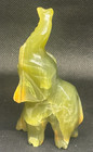 Vintage Green Onyx Elephant Figurine Hand Carved Banded Stone Good Luck Decor 4 