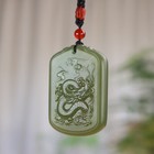 Chinese Natural Grade A Icy Green Hetian Jade Jadeite Hand-carved Pendant Dragon