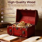 Gemjelry Large Vintage Wooden Treasure Chest Antique Box With Metal Lock Red