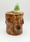 Vintage Glazed Ceramic Elf Leaning On Tree Trunk Vase    Planter  Vg Condition