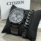 New   gift Set    Citizen Eco-drive Brycen Black Steel Men s Watch 43 Mm Ca4285-68e