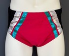 Pro Wrestling Trunks Sz M 34-36 Red Black Silver Blue Spandex Ring Gear Usa Ship