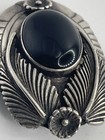 Vintage Native American Sterling Black Onyx Bolo Tie Navajo Signed Tk 15g 1x1 5