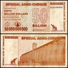 10 Zimbabwe 50 Billion Special Agro Cheque 2008  P-63 Used Coa 
