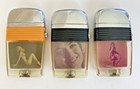 Scripto Vu Vintage Lighter Lot Of Three Working Pinup Girls