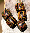 Antique Venetian Lampwork Semi Feathered Italian Stripe Eye Beads  African Trade