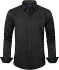 Men s Slim Fit Dress Shirts Stretch Cotton Wrinkle-free Button Down For Office