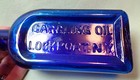 Lockport Ny Merchants Gargling Oil Bottle Cobalt Blue 6  Embossed
