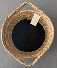 Woven Coil Basket With Handles Black Bottom 12 5 X 5 Inches