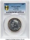 Canada  1952 George Vi Fifty Cents  50 Cents  Pcgs Ms 65  2 596 465 Mintage 