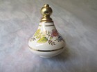 Porcelain Scent Perfume Bottle Gold Dabber Flowers leaves Gold Accents