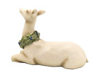 Vtg  Resin Deer Figure Resting Neck Wreath Glitter Christmas Decor 8  L X 6  T