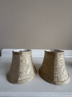 Vintage Shiny Light Gold Patterned Fabric Clip On Lamp Shades 4   x5    Lot Of 2