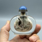 Chinese Old Beijing Glaze Inside Painting Cute Cat Exquisite Bottle Art