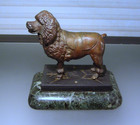 Antique 19th C Bronze Dog On Marble Base Sculpture