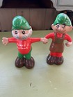 Christmas Vintage Elves Gnomes Ceramic Figures Set Of 2