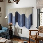 Iower Macrame Wall Hanging Large Blue Dip Dyed Fiber Art Tapestry  Handmade    