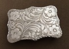 Rare Vintage Hand Engraved Sterling Silver Unbranded Old Western Belt Buckle