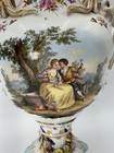 Carl Thieme Dresden Porcelain Urn Vase Applied Flowers Rams Head Meissen 24   