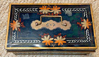 Antique Tole Ware Hand Painted Cash Money   Document Tin Box W  Tray Insert