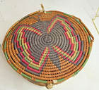 Vintage Antique Wicker Handmade Coiled Sewing Basket Decorative Woven Sides
