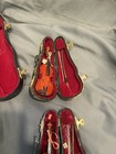 Lot  6  Vintage Wooden Miniature Cello   Violin Musical Instrument W case   Bow
