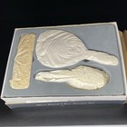 Vintage 3 Pc Vanity Dresser Set Hand Mirror Brush Comb Silver Plated Rose 9  New