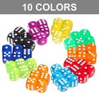 100 Pieces 16mm Colored Dice Set  Bulk Dice In 10 Translucent Colors New