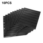 10 Sheets Stamp Stock Pages With 9 Binder Holes   Double Sided Display Black