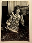 Vintage Snapshot Photo 1980s Blonde Girl Fashionable Dress Sitting Floor B w