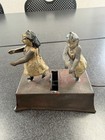 Antique German  Penny Toy Tin Wind Two Girls Dancing Twirling Hand Painted