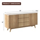 62  Fluted Buffet Cabinet With Sliding Doors  Power Outlet  3 Drawers  Natural