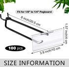 100 Pack 8 Inch Black Metal Peg Board Hooks With Clear Plastic Label Holder