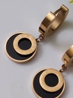 Titanium Roman Geometry Earrings Gold And Black Luxury Vintage Modern   