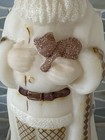 Fenton Opal White Glass Santa With Kitten Cat Handpainted Signed  2620