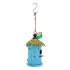 Hanging Metal Birdhouse  teal  10 X 5 X 5 In  Round Metal Bird House Outdoor
