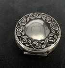 Vintage Antique Art Nouveau Sterling Silver  Round Pill Box