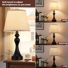 Seealle Touch Lamps For Nightstand - Bedside A  Light Oat Shade   Black Base 