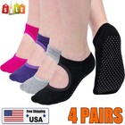 4   Yoga Socks For Women Non-slip Grip Cotton Sock Barre Pilates Dance Ballets Us