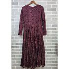 Vintage Xotica Dress Women s Large Burgundy Lace Maxi Long Sleeve Goth Witchy