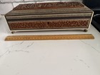  Antique 19th Century Anglo Indian Sadeli Inlay Wooden Jewelry Box 