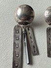 Vintage Pierced Sterling And Glass Hand Engraved Earings 1 Inch Wide 2 3 4 Drop