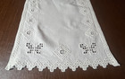 Hardanger Runner Vtg White On White Norwegian Embroidery Butterflies 13  X 49 