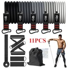 11 Pcs Resistance Band Set Yoga Pilates Abs Exercise Fitness Tube Workout Bands