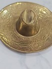 Vintage Mexico Brass Sombrero Hat Etched Floral 3  Mexican Souvenir 