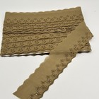 8  Yds Cotton Eyelet Lace Trim Khaki Embroidered Hollowed-out Floral Vintage