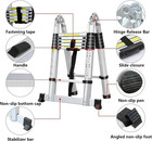 Aluminum Telescoping Ladder  12 5ft A-frame   Extension  330lb Capacity  Silver
