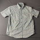 Rei Technical Hiking Shirt Men s Large Blue Plaid Vented Button Up Short Sleeve