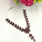 Red Garnet Gemstone Handmade 925 Sterling Silver Jewelry Necklace Size-17-18 