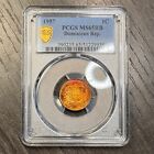 Ms65rb 1957 Dominican Republic 1 Centavo  Pcgs Trueview- Rainbow Toned Top Pop